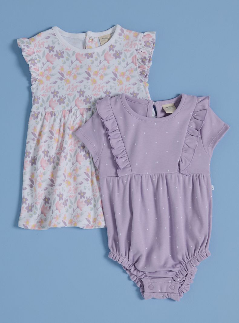 Enterito Bipack Estampado Tipo Vestido y Body