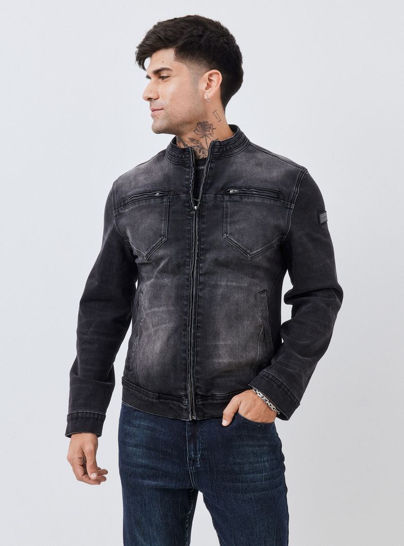 Chaqueta Biker Denim Lavada Slim Fit JJO | Paris.cl
