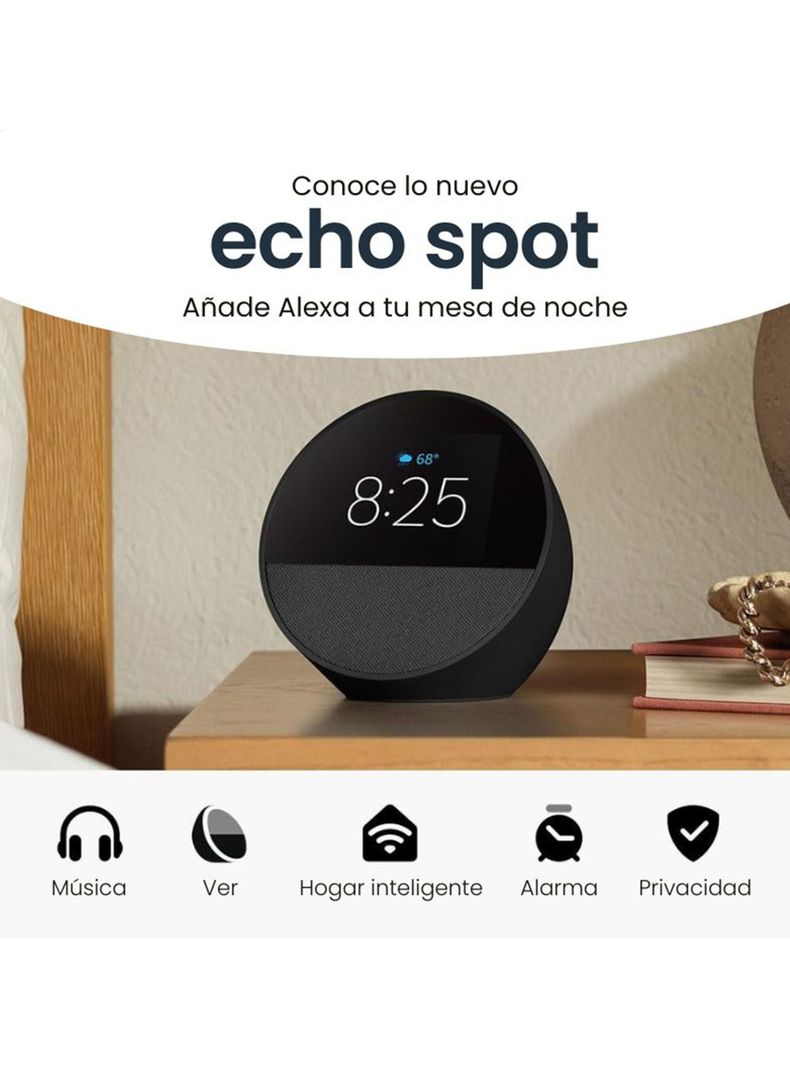 Asistente de Voz Amazon Alexa Echo Spot 2024 Negro-1