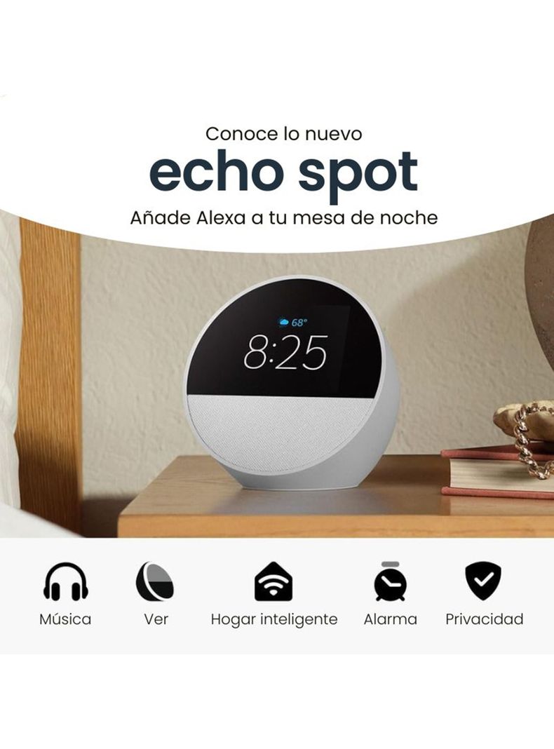 Asistente de Voz Amazon Alexa Echo Spot 2024 Blanco-1