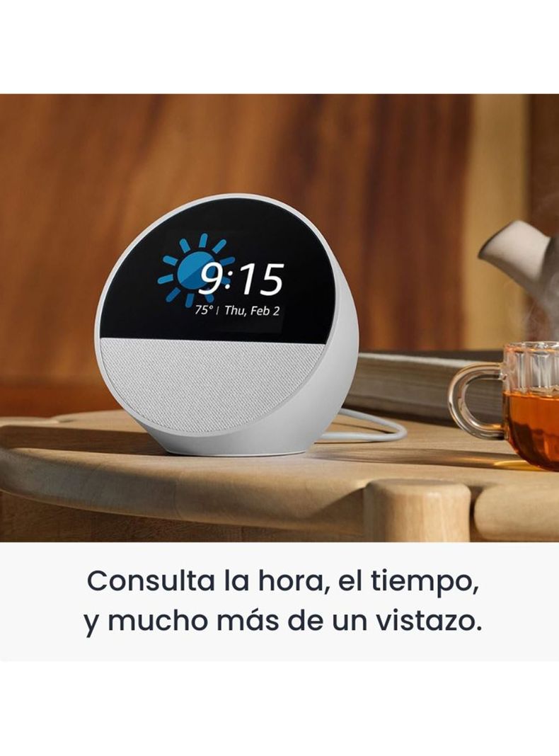 Asistente de Voz Amazon Alexa Echo Spot 2024 Blanco-2