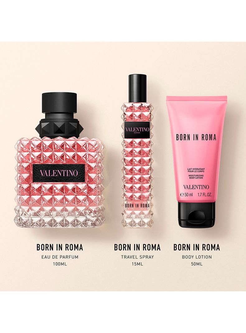 Set Perfume Born In Roma Donna Mujer 100 ml + BL 50 ml + 15 ml Valentino-1