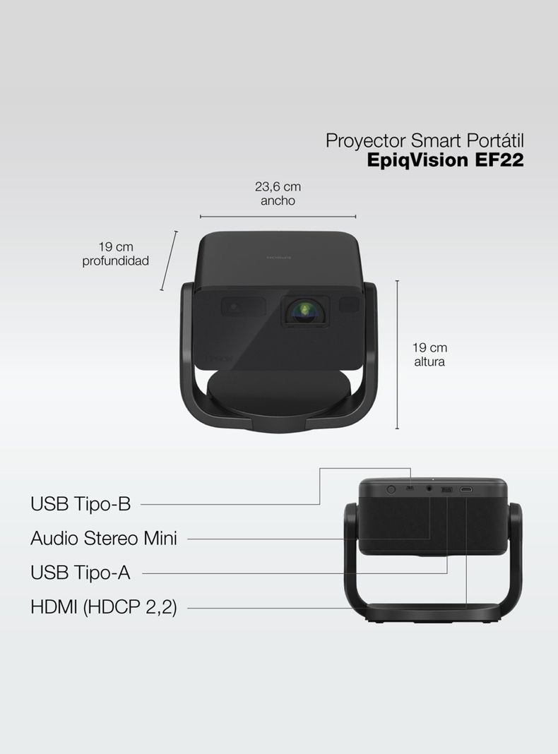 Proyector Láser Portátil Full HD 1.000 Lúmenes EF-22 Negro-1