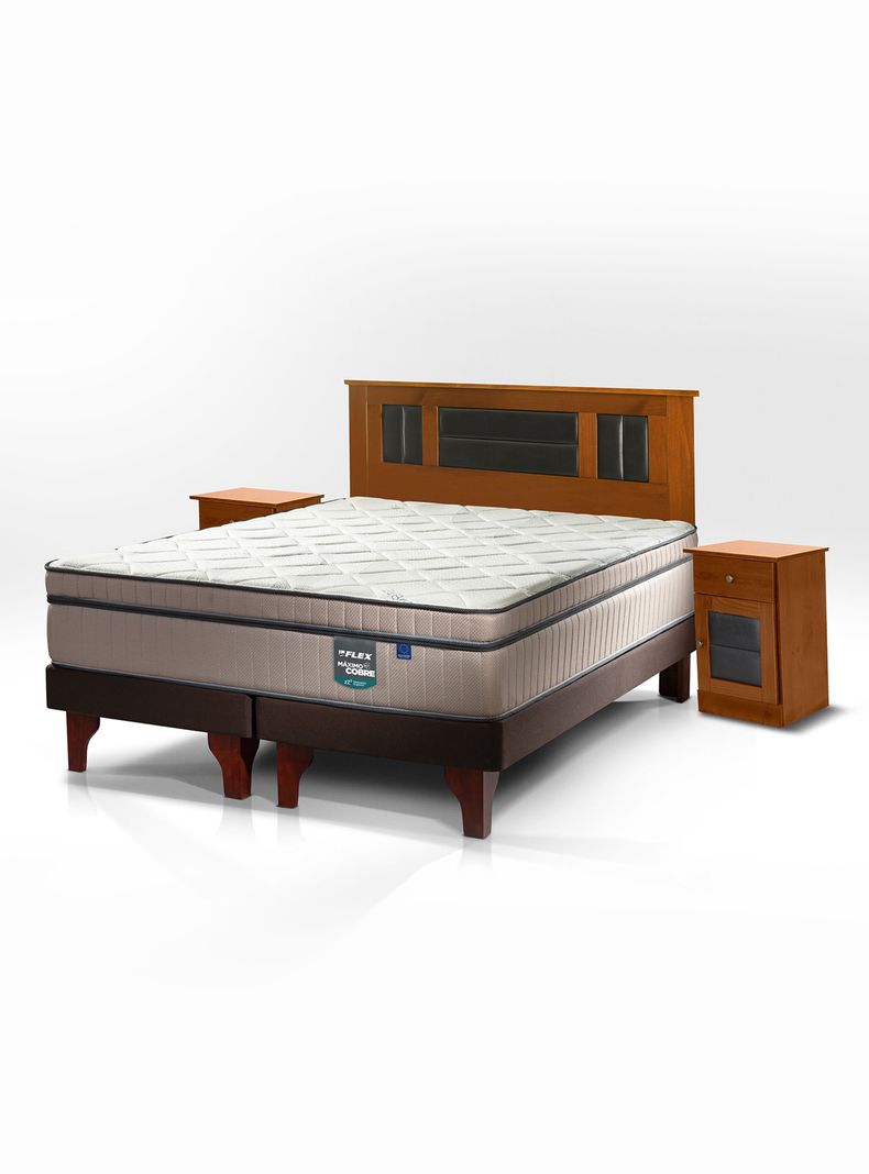 Cama Europea Máximo Cobre King 180 x 200 + Set Lorraine