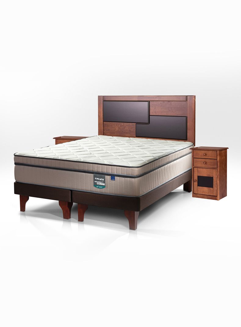 Cama Europea Máximo Cobre 2 Plazas Base Dividida 150 x 200 + Set Colonia