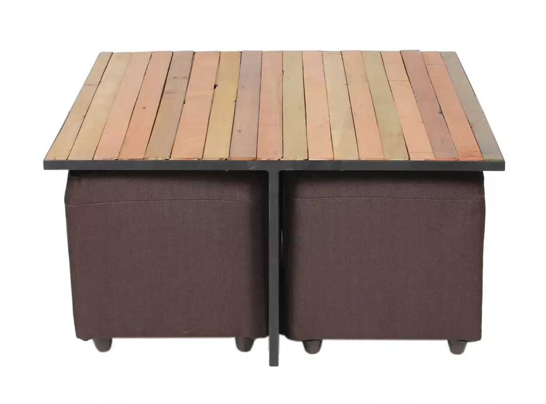 Mesa de Centro + 4 Puffs 90x90 cm-2