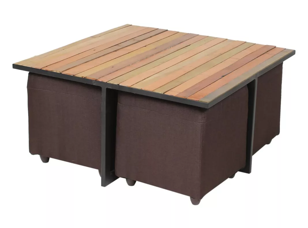 Mesa de Centro + 4 Puffs 90x90 cm-1