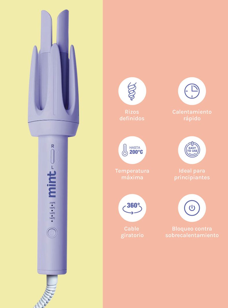 Ondulador de Pelo Automático Antienredos MHR-001L Lila -2