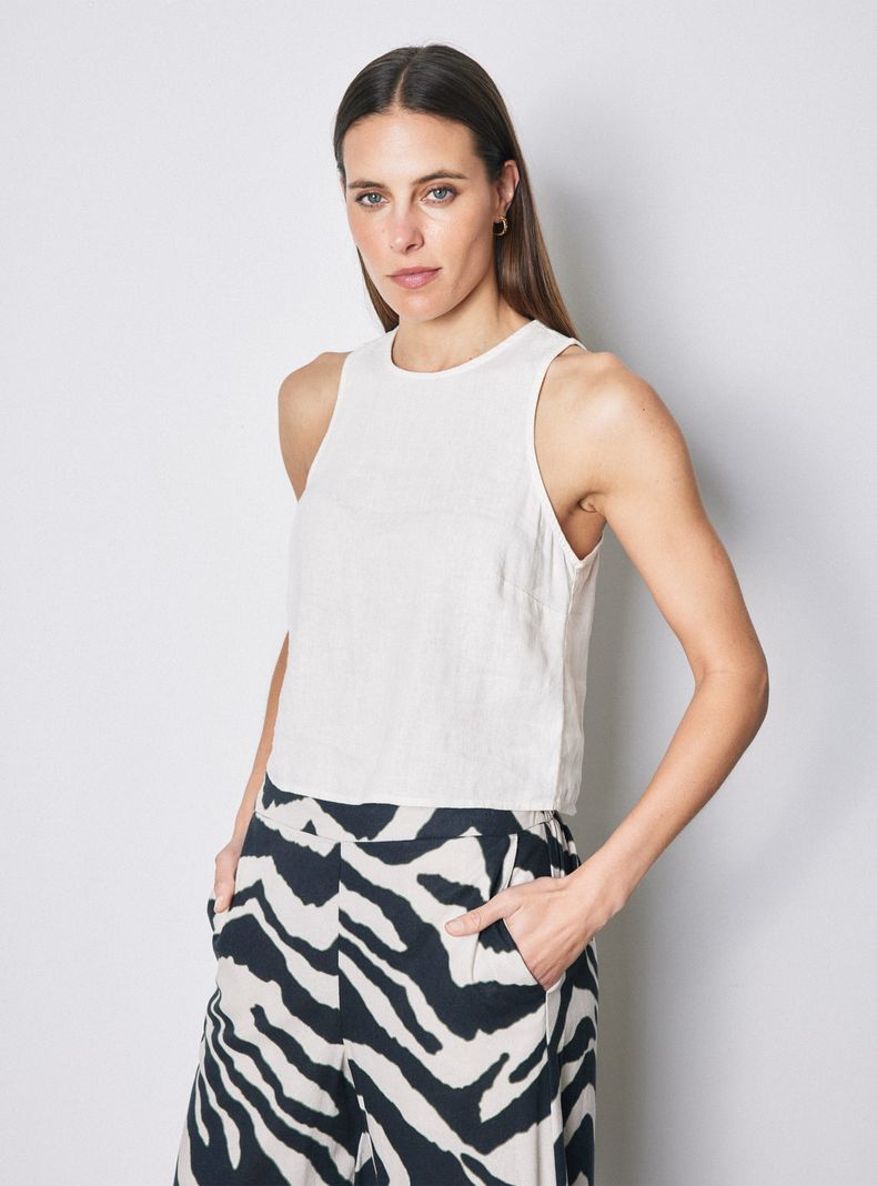 Blusa Lino Escote Redondo