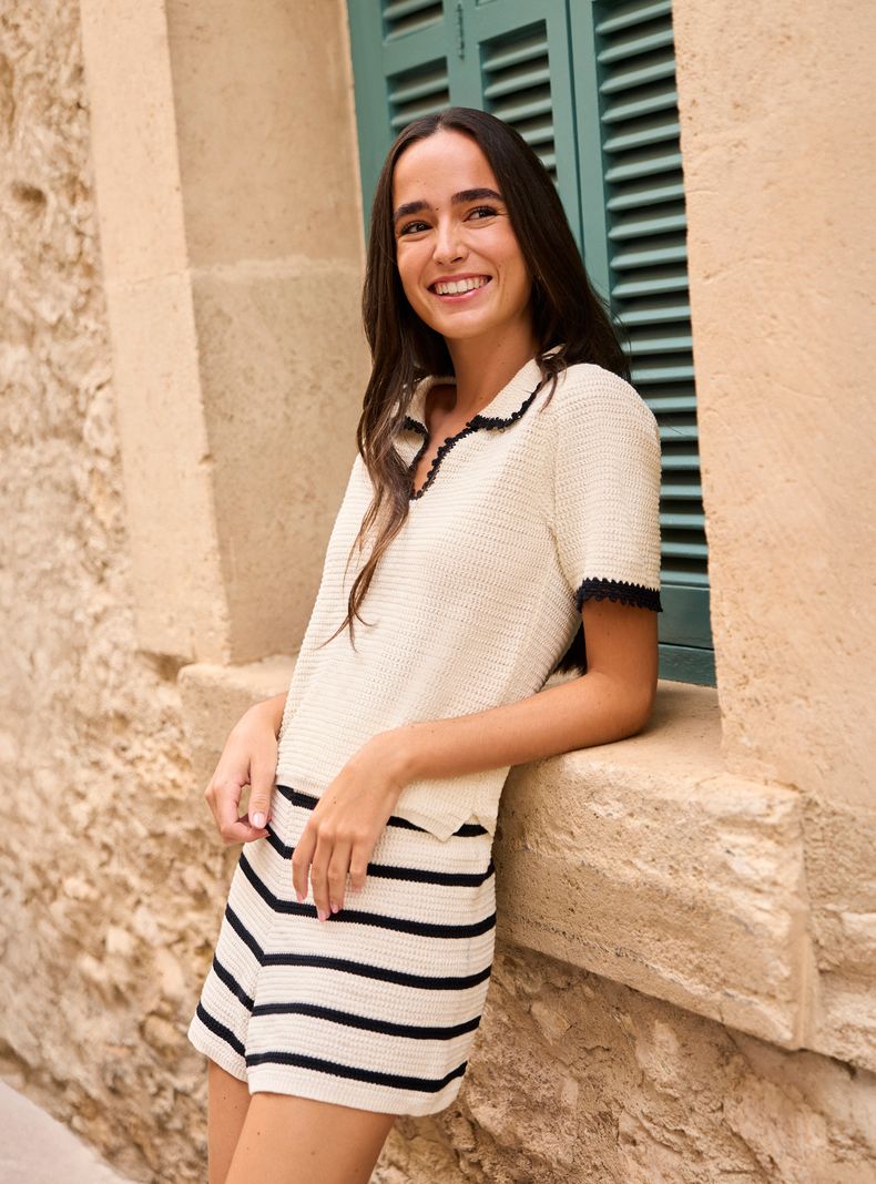 Polera Tejida Cuello Polo Colección María Pombo