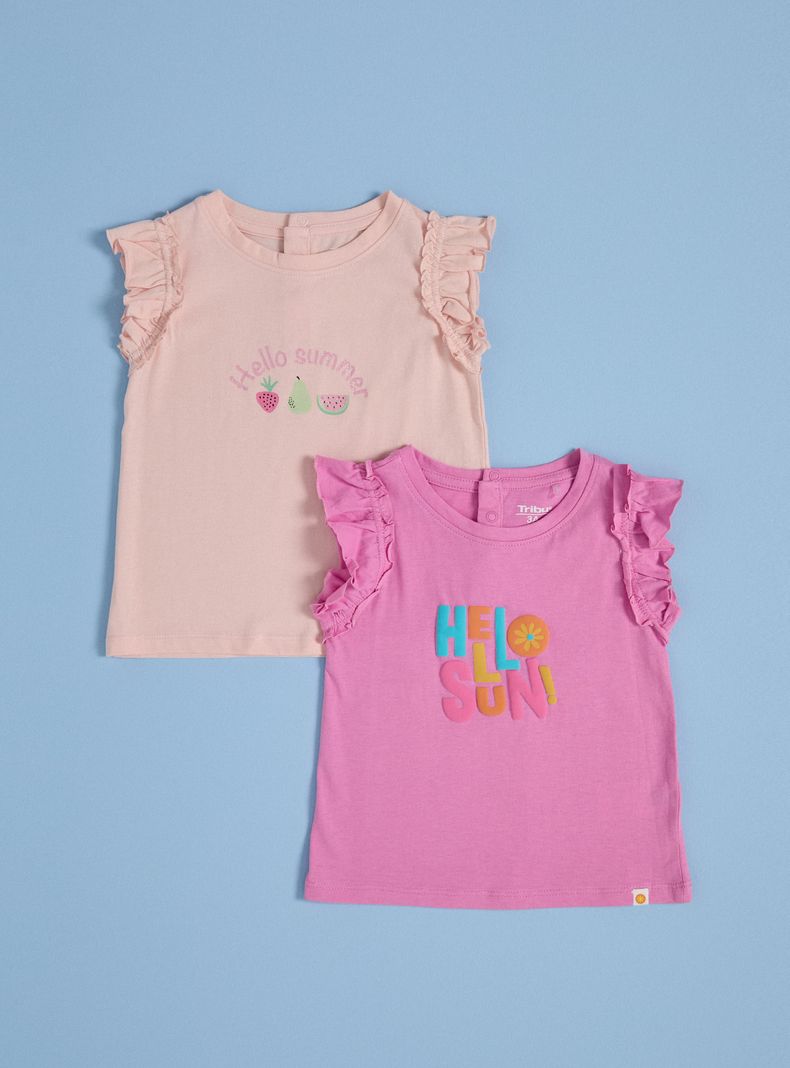 TRIBU POLERA BIPACK CON ESTAMPADO CON VUELOS Y BOTONES ESPALDA