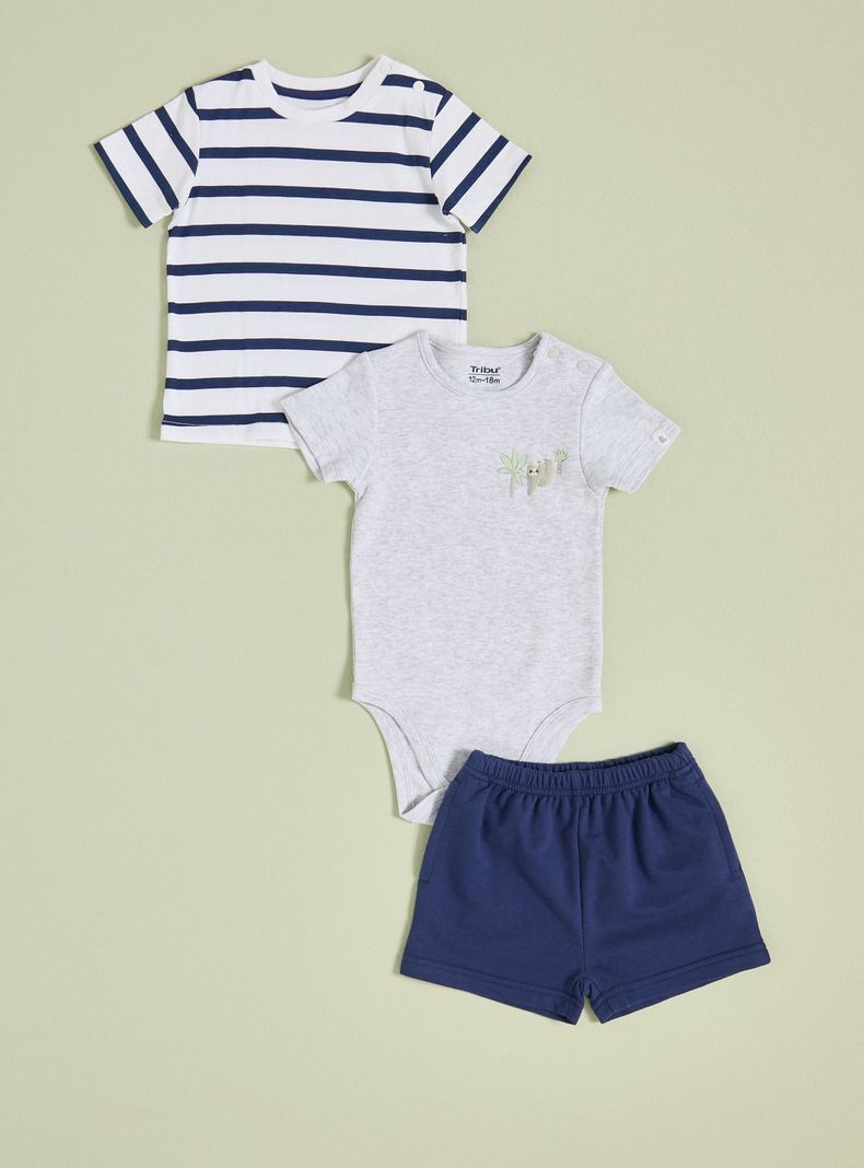 Conjunto 3 Piezas de Body, Polera y Short Niño