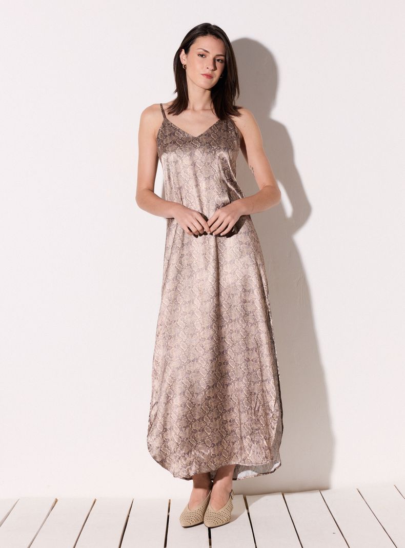 Vestido Tirantes Estampado Pitón