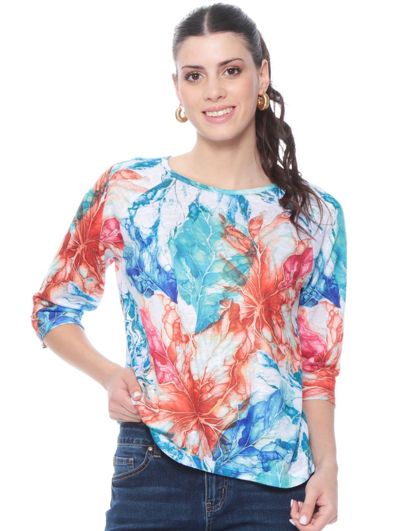 Polera Manga Corta Sublimado Escote Redondo