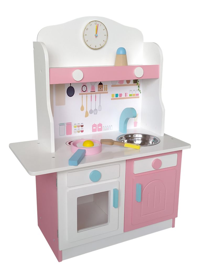 Centro de Juegos Cocina de Madera Blanca con Accesorio-0