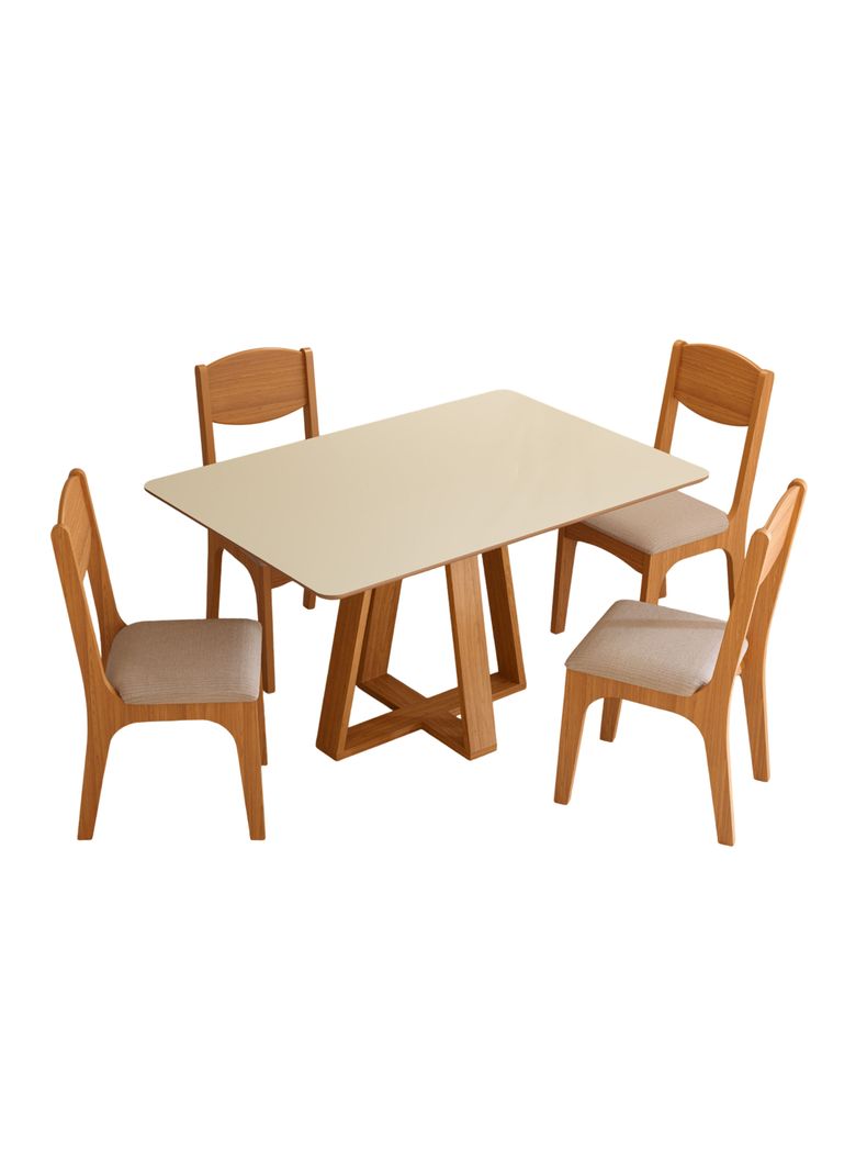 Juego de Comedor Tm86 Ca12 + 4 Sillas Natural