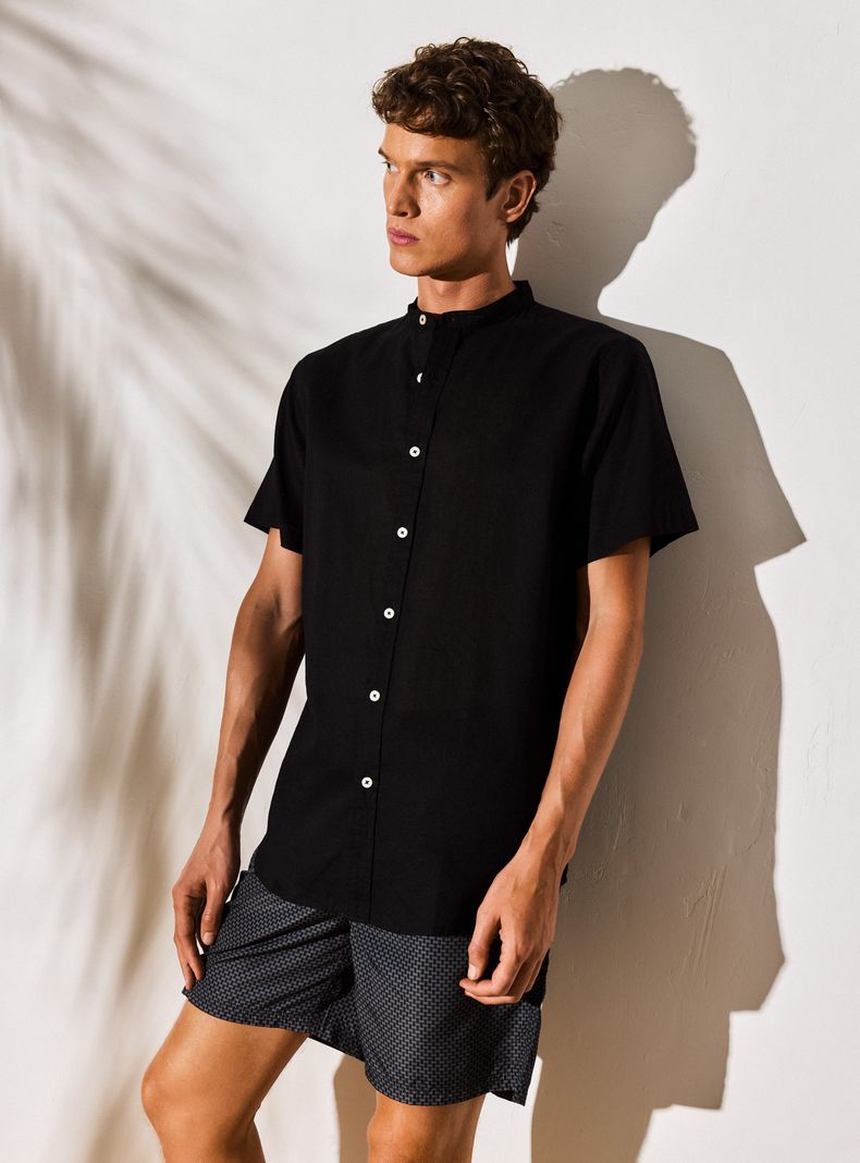 Camisa Cuello Mao Lino