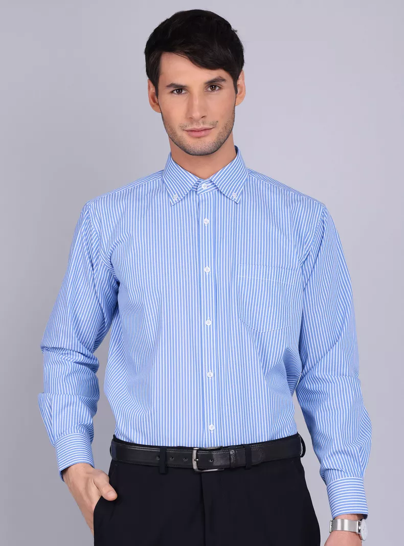 Camisa Formal Print a Rayas Color Azul Ml