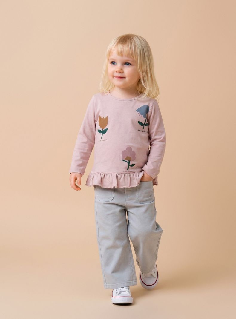 Jeans Corte Ancho con Bolsillos