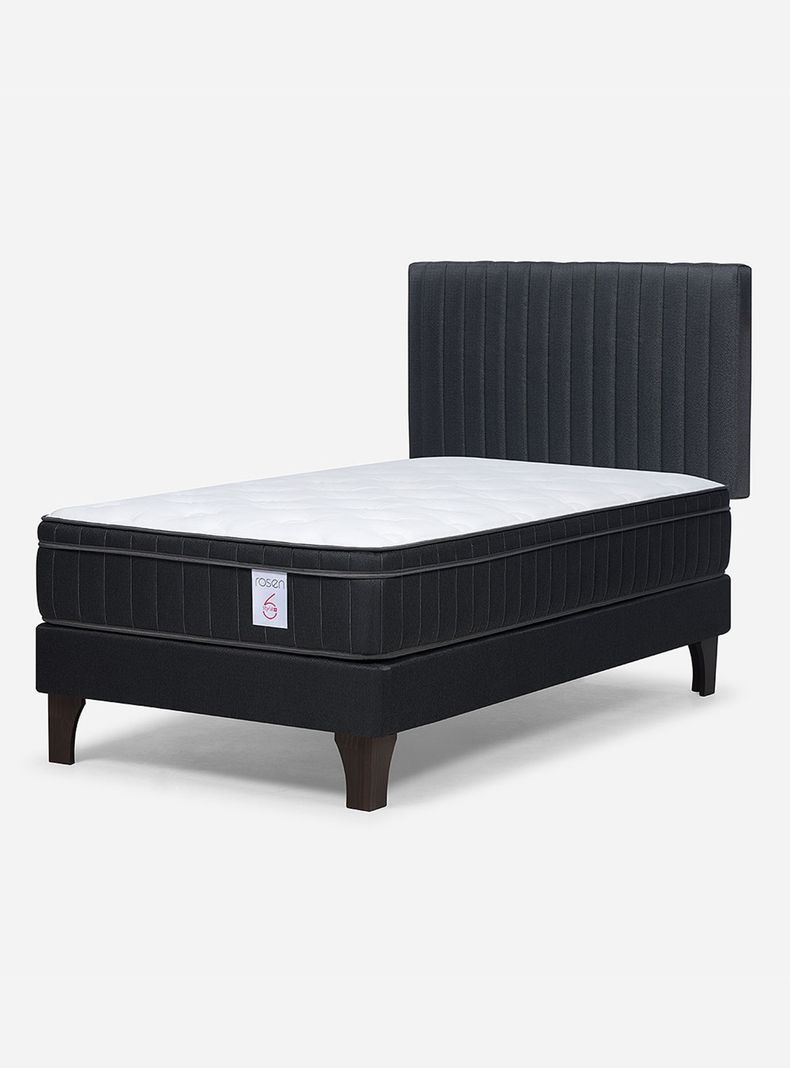Cama Europea 1 Plaza New Style 6 Plus + Respaldo Lucio Grafito