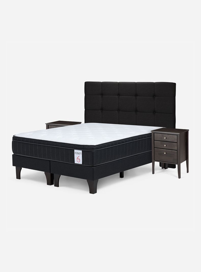 Cama Europea 2 Plazas New Style 6 Plus + Set Issey