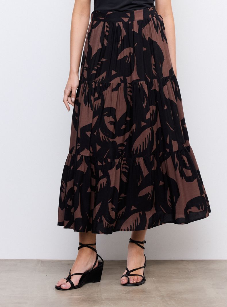 Falda Fluida Midi con Frunces