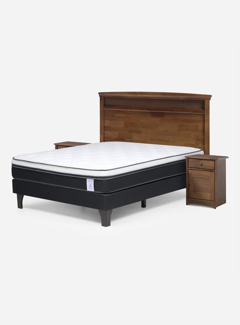 Cama Europea New Style 6 2 Plazas Base Normal + Set Muebles Veneto
