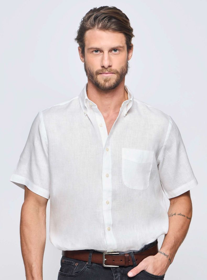 Camisa Manga Corta Lino Casual