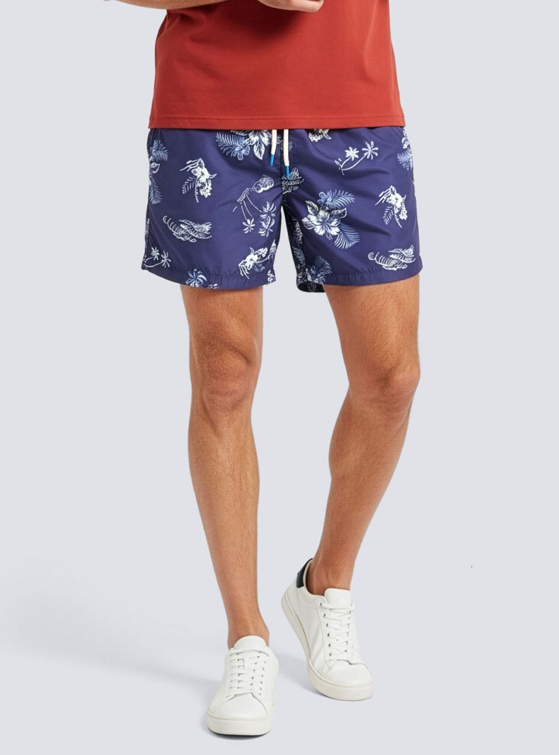 Traje de Baño Clásico Estampado Quick Dry Nav