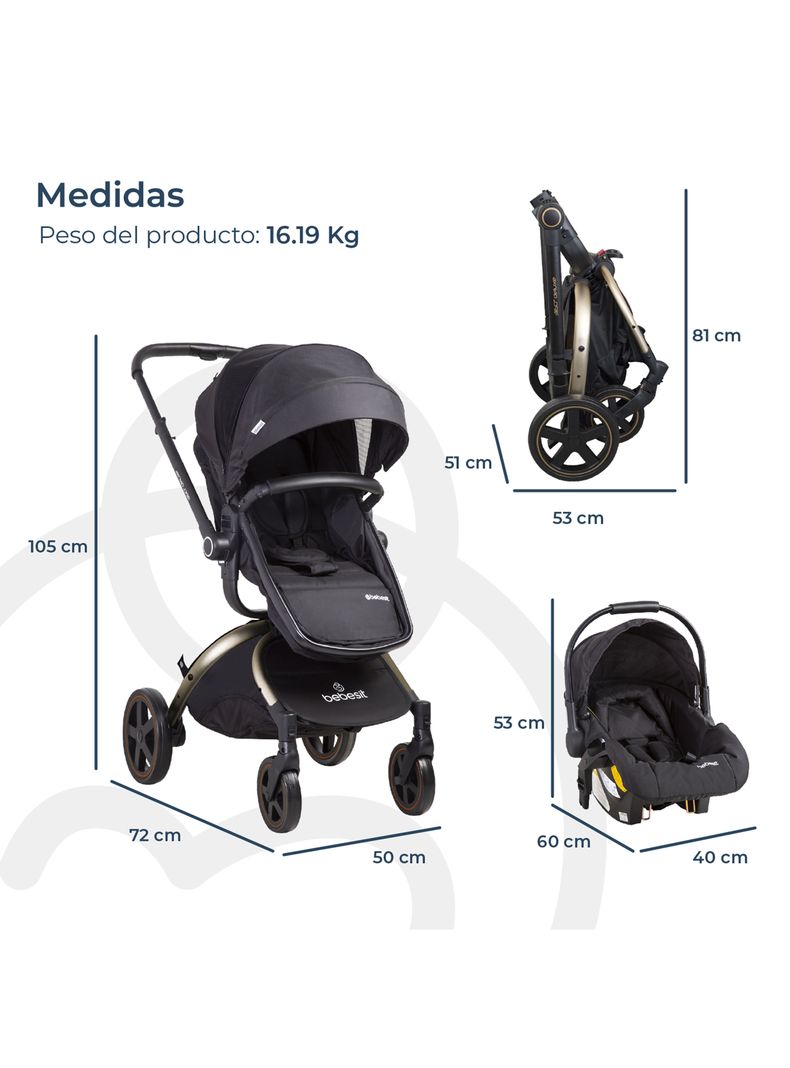 BEBESIT COCHE TAVEL SYSTEM DORADO SX