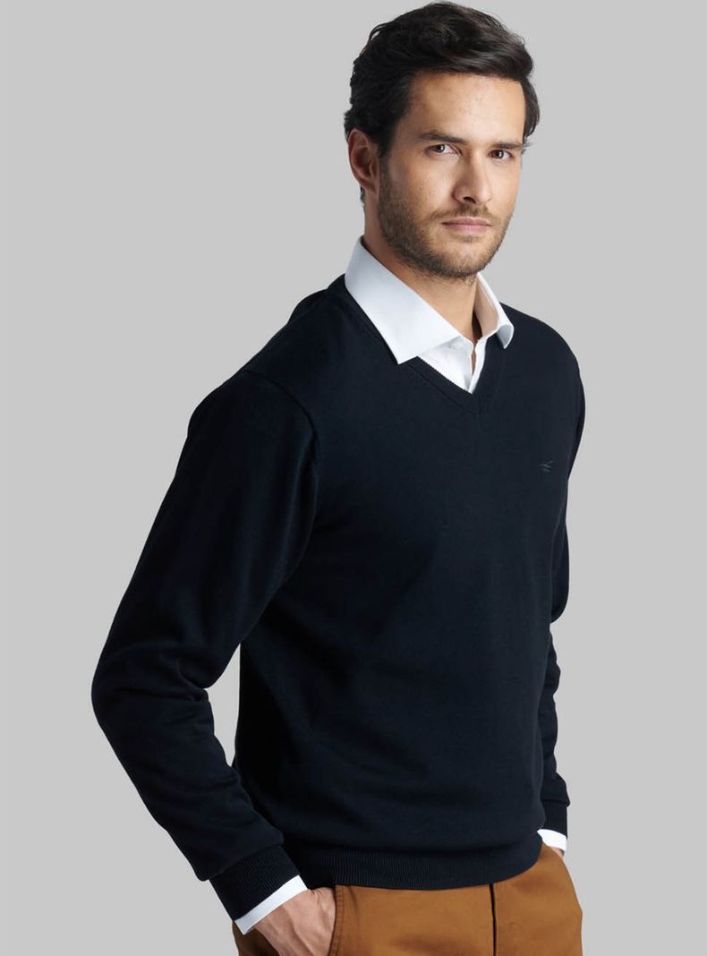 Sweater Cuello V Sólido