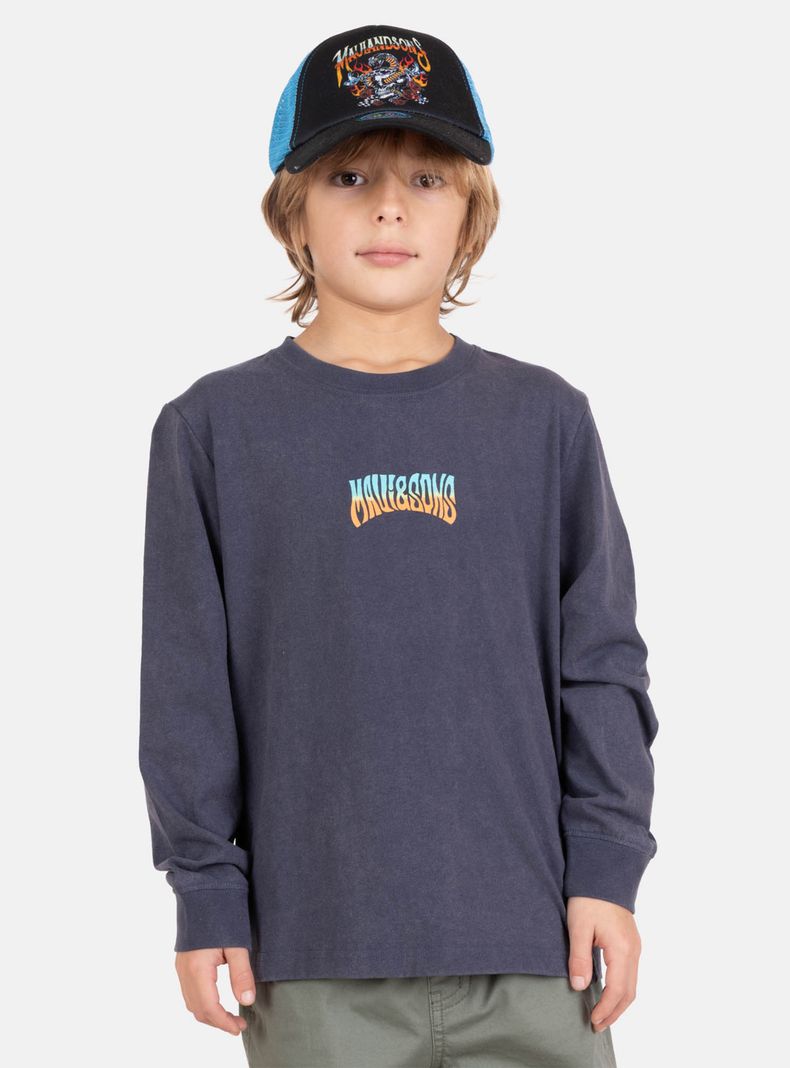 Polera Manga Larga Estampado Espalda Surf California Logo