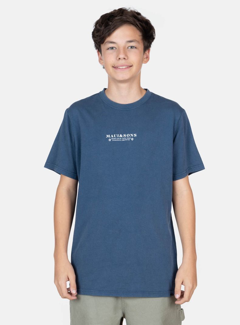 Polera Estampado Espalda Calavera Stencil Navy