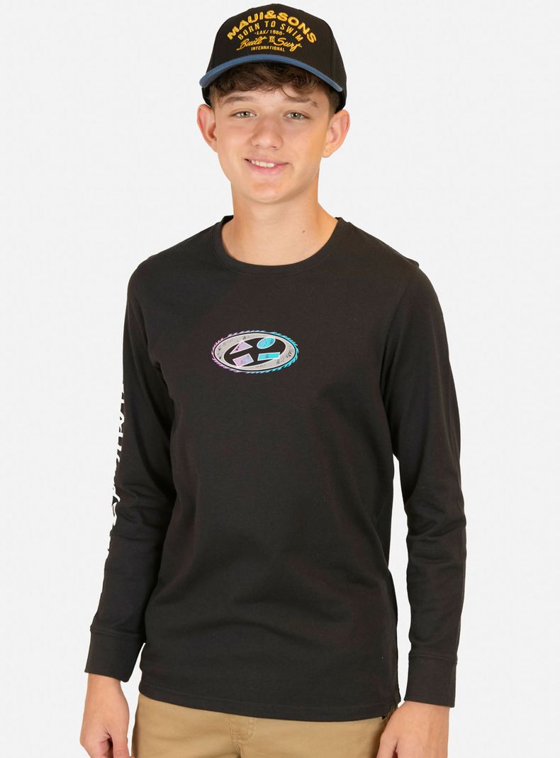 Polera Manga Larga Estampado Frontal y Espalda Niño