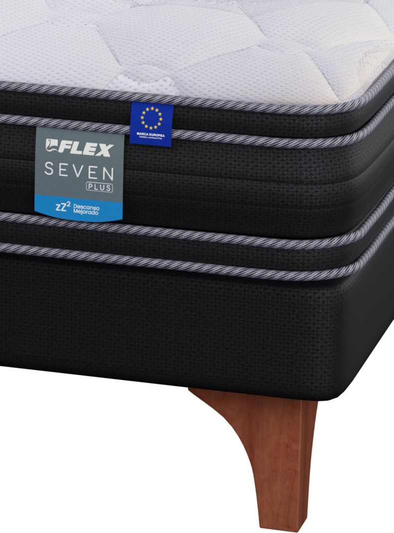 Cama Europea Seven Plus 2 Plazas Box Base Dividida-4