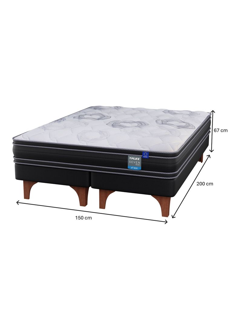 Cama Europea Seven Plus 2 Plazas Box Base Dividida + Respaldo Design Grafito-1
