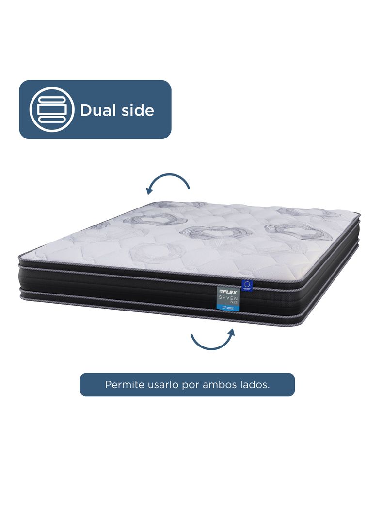 Cama Europea Seven Plus 2 Plazas Box Base Dividida + Respaldo Design Grafito-3