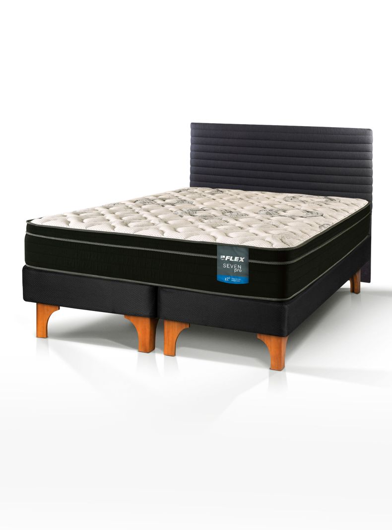 Cama Europea Seven Pro 2 Plazas Box BD + Respaldo Modern