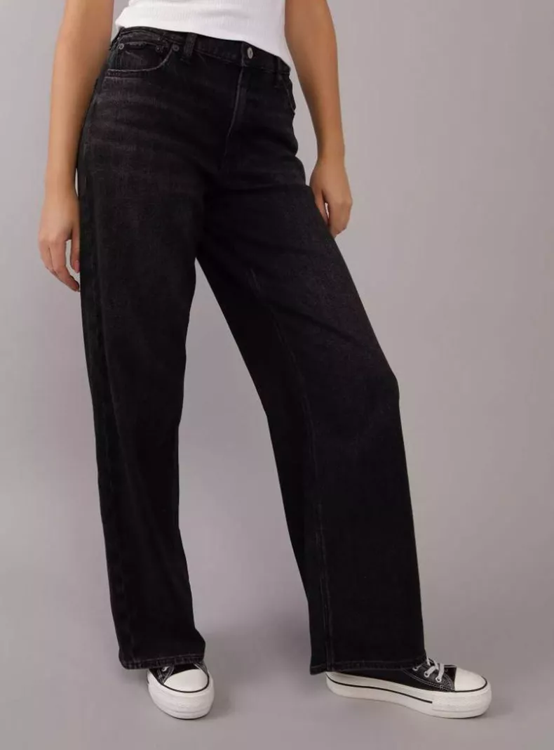 Jeans Ae Strigid Wide Leg Holgado Cintura Super Alta