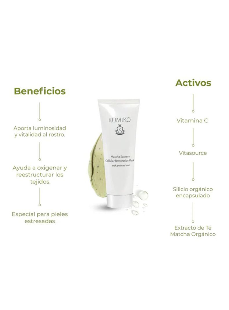 Mascarilla Kumiko Facial Matcha Supreme Cellular Restoration 75 ml-5