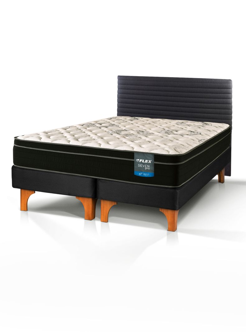 Cama Europea Seven Pro King + Respaldo Modern