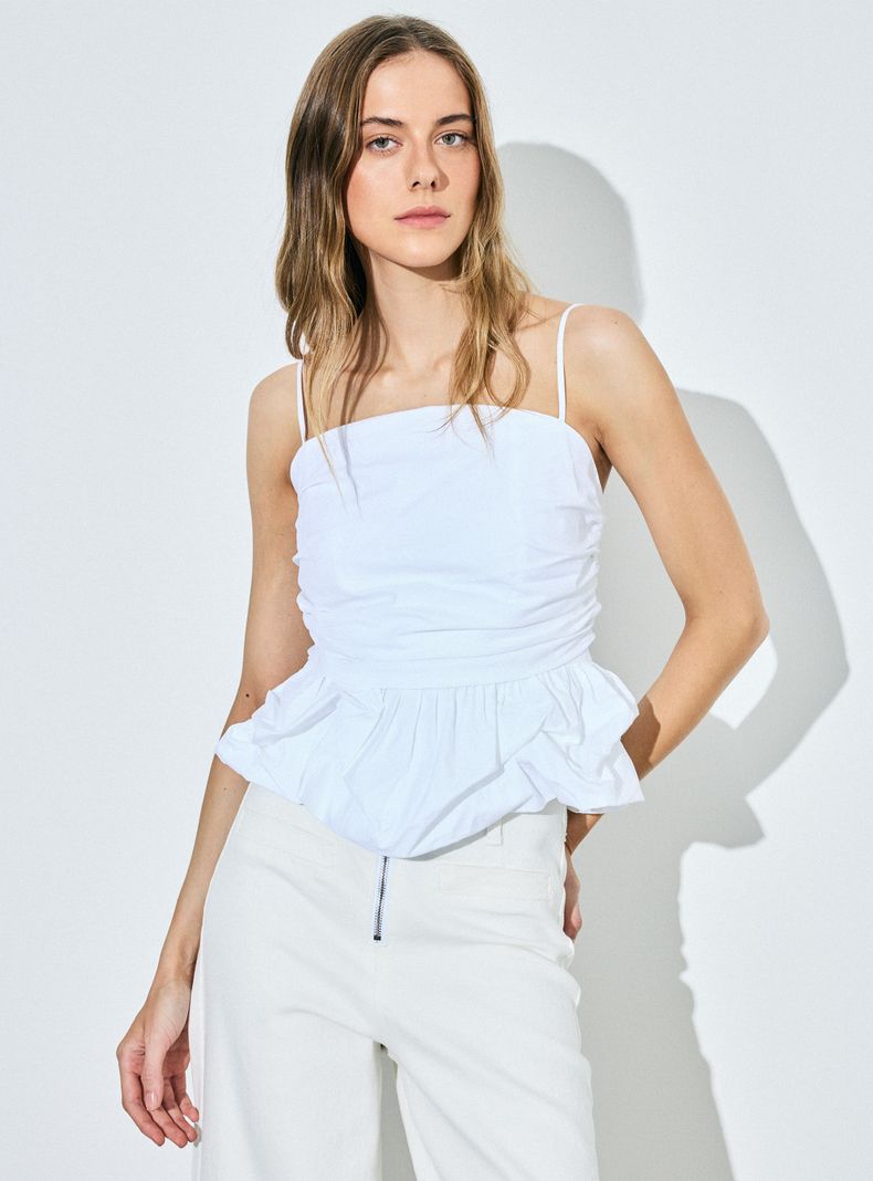 Blusa Balloon con Recogido y Pabilos