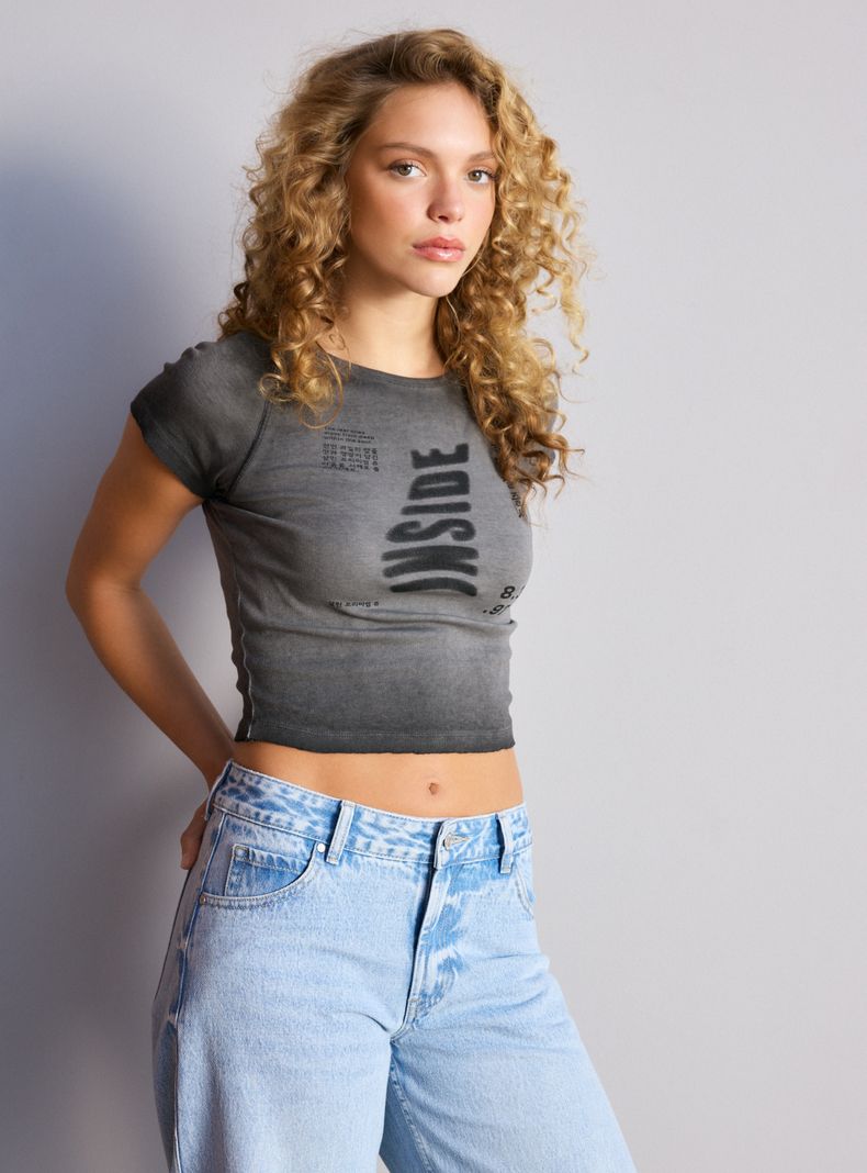 Polera Manga Raglán Print Focalizado