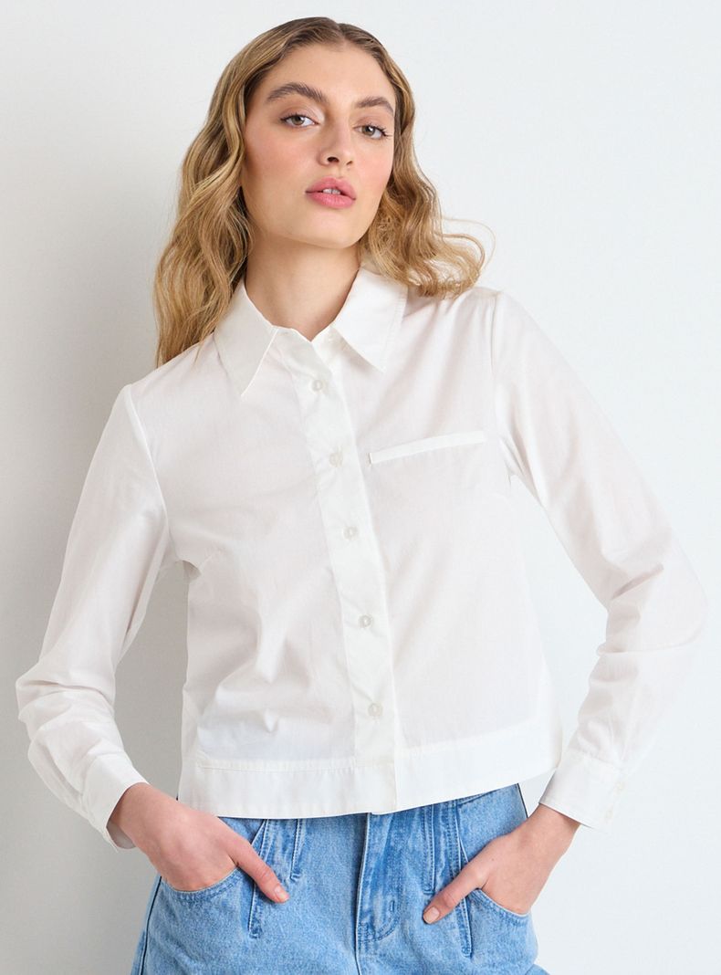 Blusa Lisa con Botón Algodón