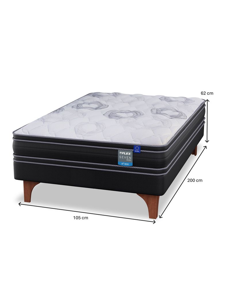 Cama Europea Seven Plus 1.5 Plazas Box + Respaldo Royal Negro-1