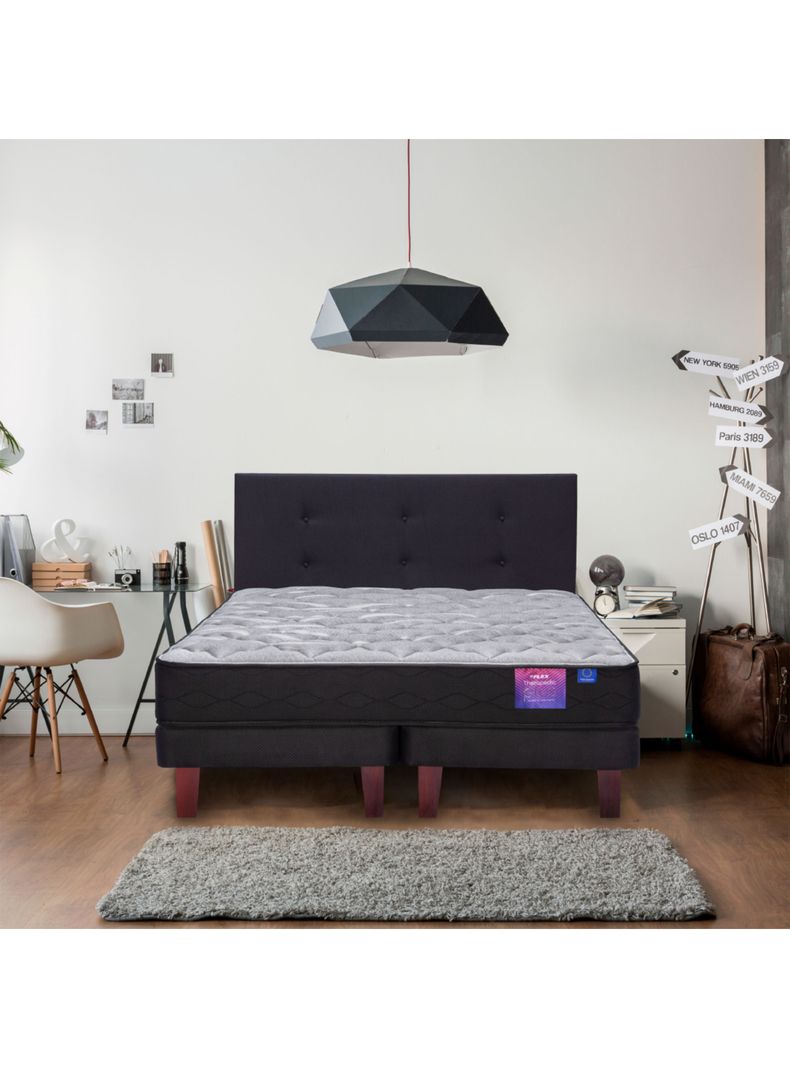 Cama Europea Therapedic Plus 1.5 Plazas Box + Set Asturias-5