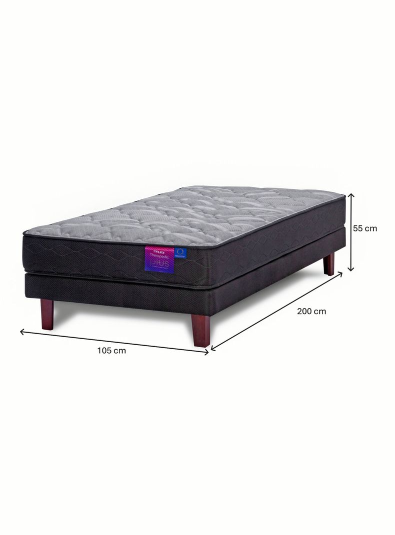Cama Europea Therapedic Plus 1.5 Plazas Box + Set Asturias-1