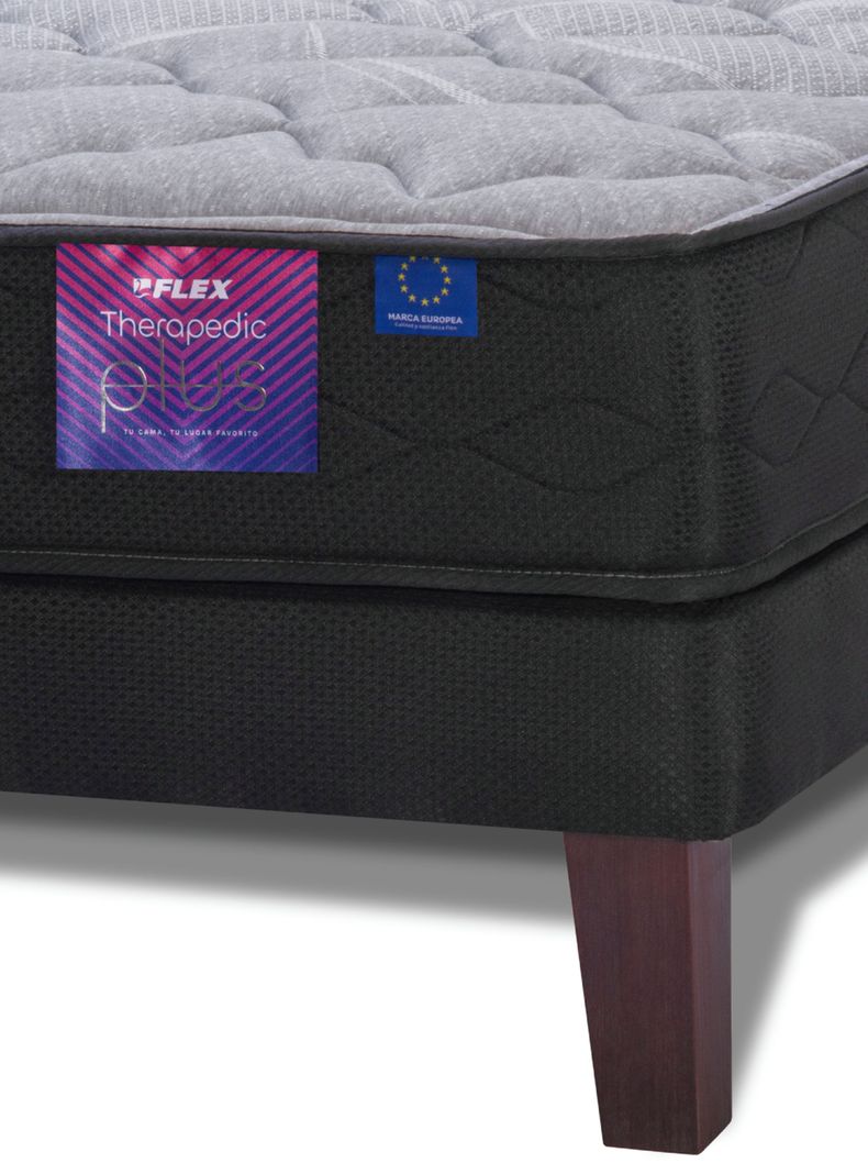 Cama Europea Therapedic Plus 1.5 Plazas Box + Set Asturias-4