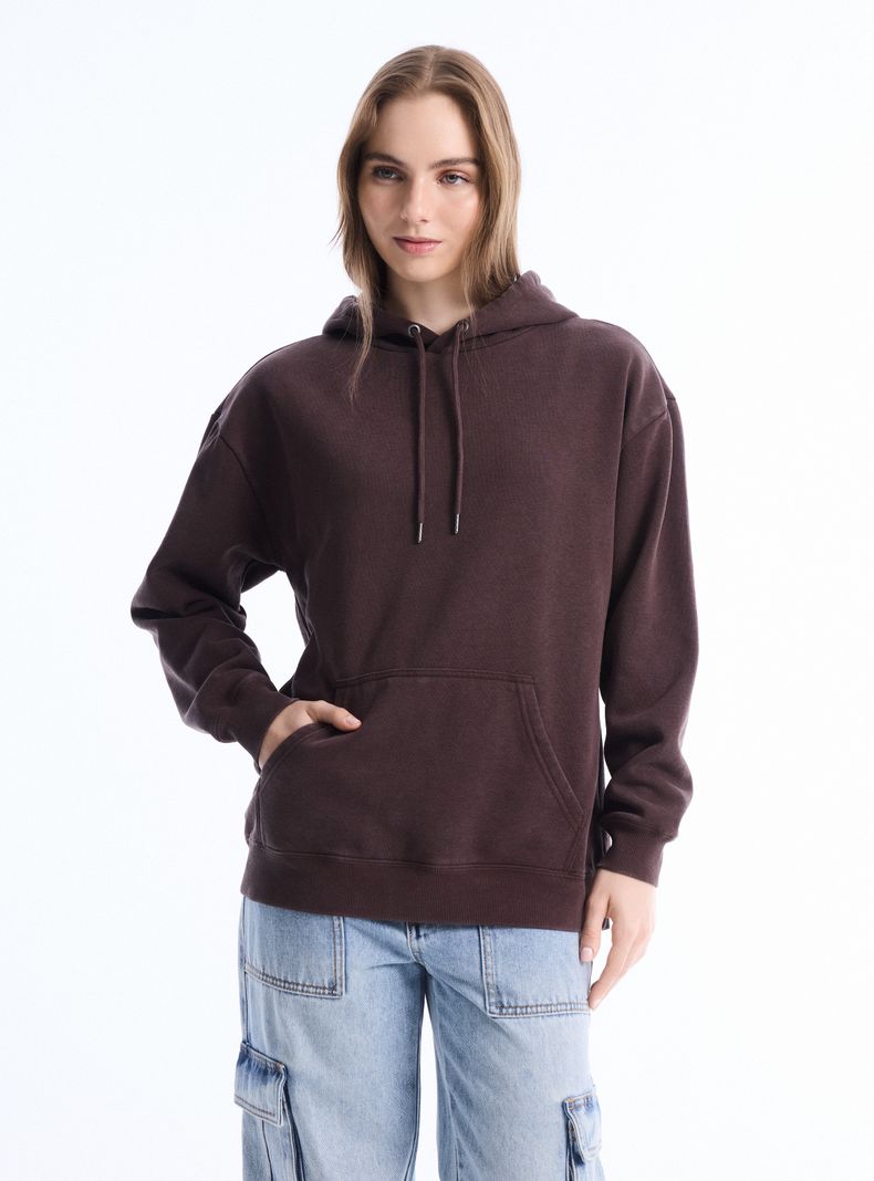 Polerón con Capucha Sólido Oversize