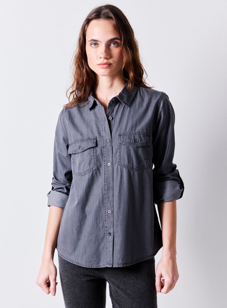 Camisa Básica Denim Abotonada
